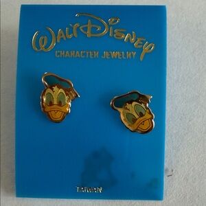 Vintage 1970’s Disney Donald Duck Gold and Blue Earrings